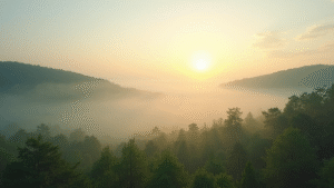 serene-natural-background-with-gentle-sunlight-and-mist-representing-tranquility-and-qi-energy-